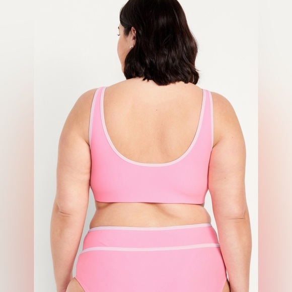 NWT! Old Navy Pink Neon Edge Zip-Front Bikini Swim Top - Size XXL 💎 - Picture 8 of 8